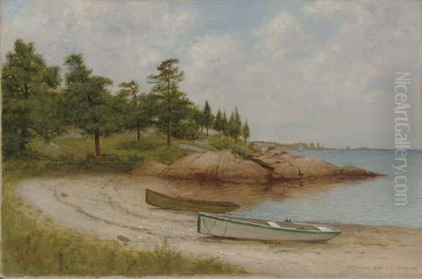 Boats Along The Shore Oil Painting by Gardner Arnold Reckhard