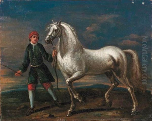 Cavallo E Palafreniere Oil Painting by Giovanni Reder