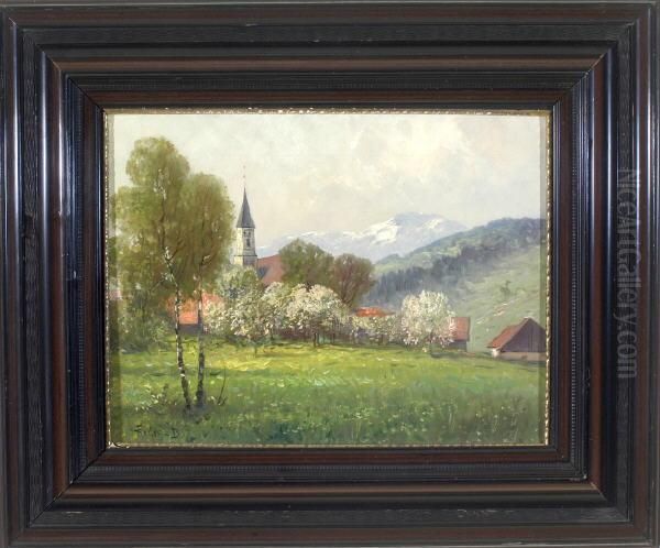 Fruhling Am Dorfrand Oil Painting by Franz Reder-Broily