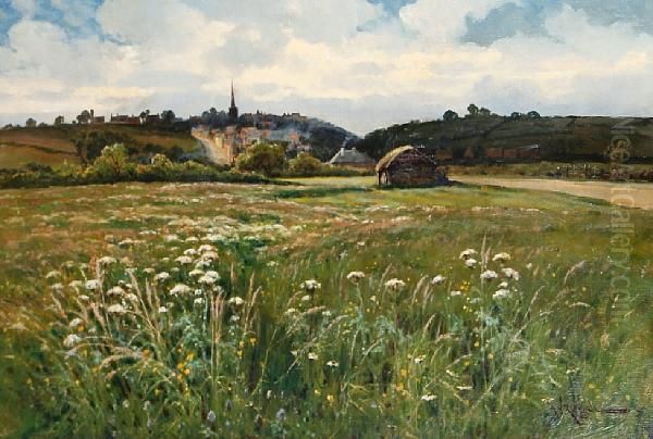 A Summer Landscape Oil Painting by Arthur Walker Redgate