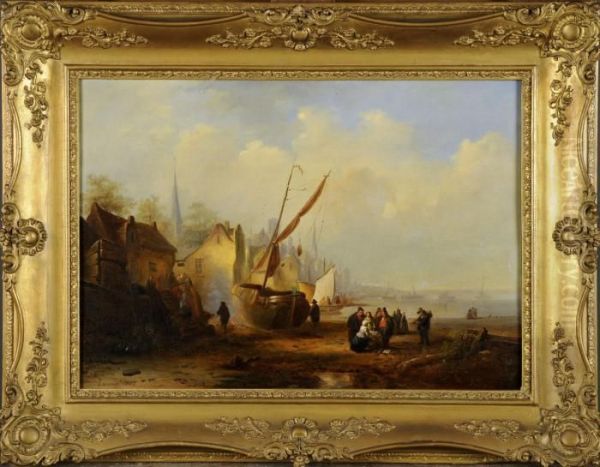 Scene Villageoise Oil Painting by Laurent Herman Redig