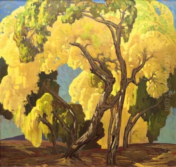 Trees In Autumn Oil Painting by Carl Redin