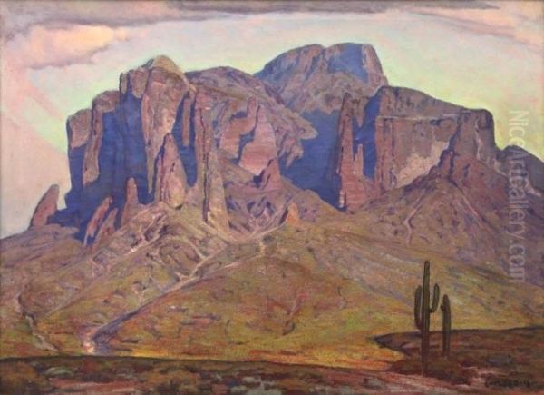 Superstition Mountains Oil Painting by Carl Redin