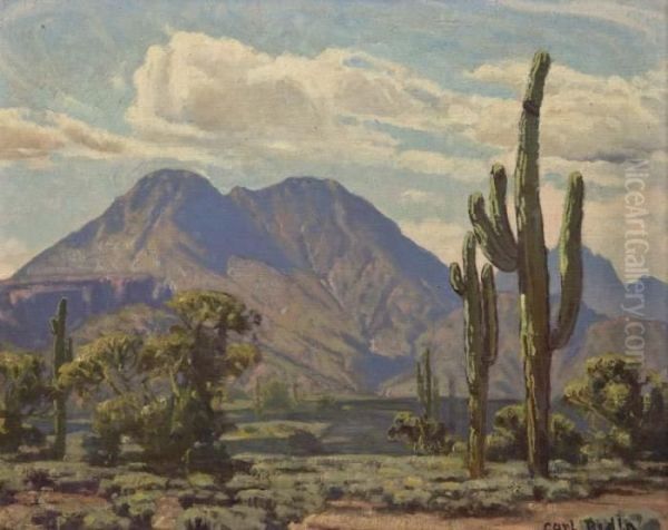 Landscape With Saguaro Oil Painting by Carl Redin