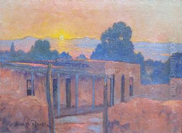 Sunset Over An Adobe Oil Painting by Carl Redin