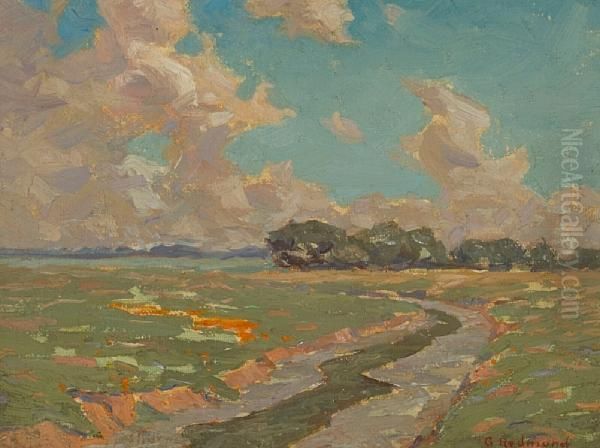 River And Oaks Oil Painting by Granville Redmond