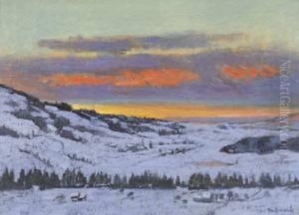 Winterliche Juralandschaft Im Abendrot Oil Painting by John J. Redmond