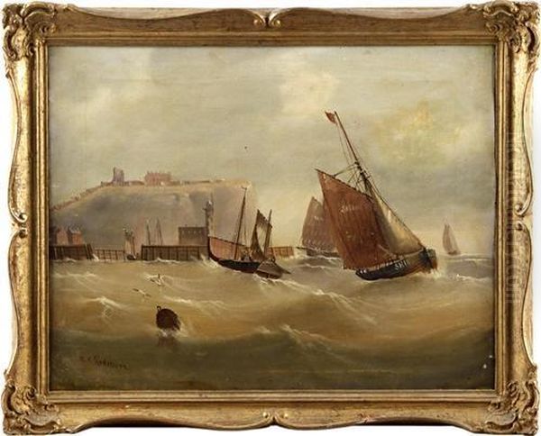 Shipping Off Scarborough Oil Painting by Edward King Redmore