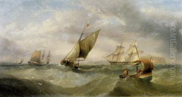 Shipping Off The Yorkshire Coast Oil Painting by Henry Redmore