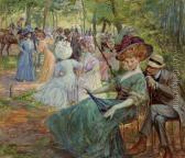 Elegante Compagnie Au Parc Oil Painting by Georges Redon