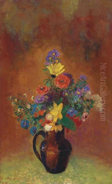 Fleurs Oil Painting by Odilon Redon