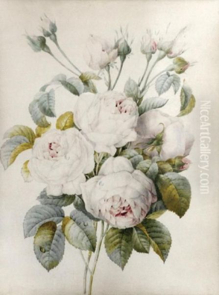 Bouquet De Roses Oil Painting by Pierre-Joseph Redoute