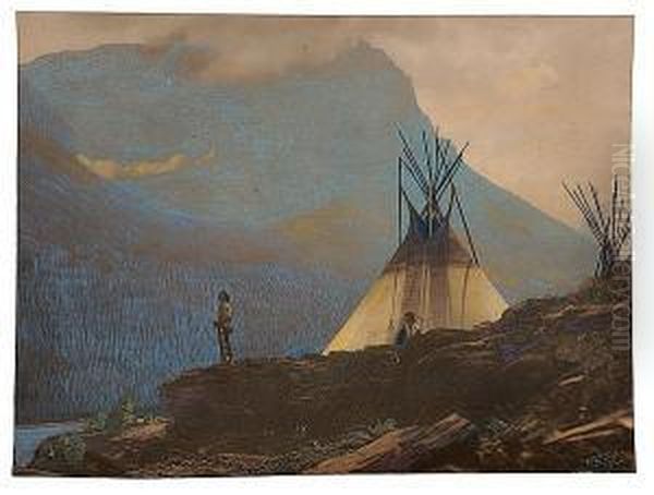 Echo's Call-piegan Oil Painting by Roland W. Reed