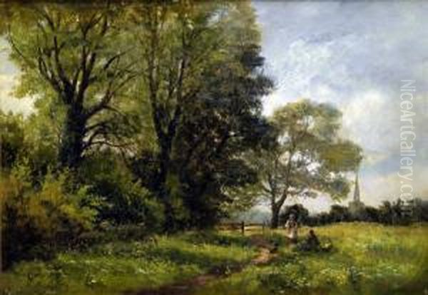 Castle Donington Meadows, Leicestershire Oil Painting by William Thomas Reed