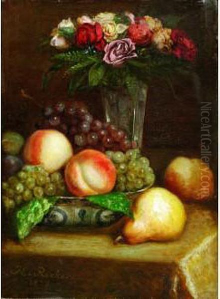 Nature Morte Aux Fleurs Et Aux Fruits Oil Painting by Hendrik Reekers