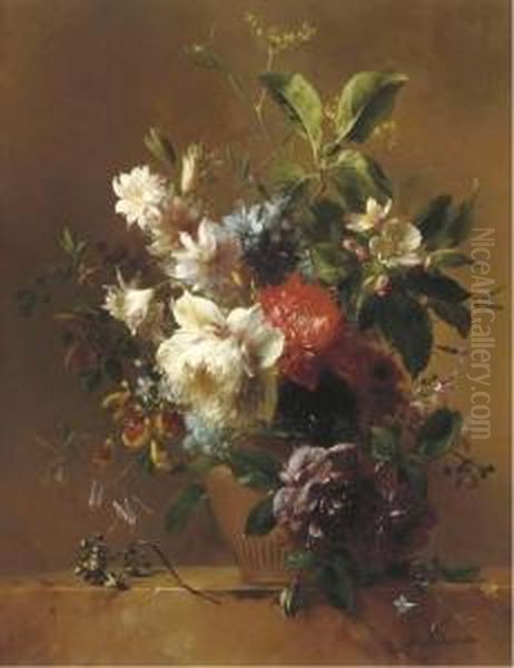 An Exuberant Still Life With Flowers Oil Painting by Hendrik Reekers