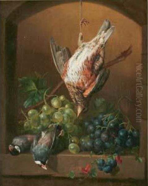 Nature Morte Aux Oiseaux Et Raisins Oil Painting by Hendrik Reekers