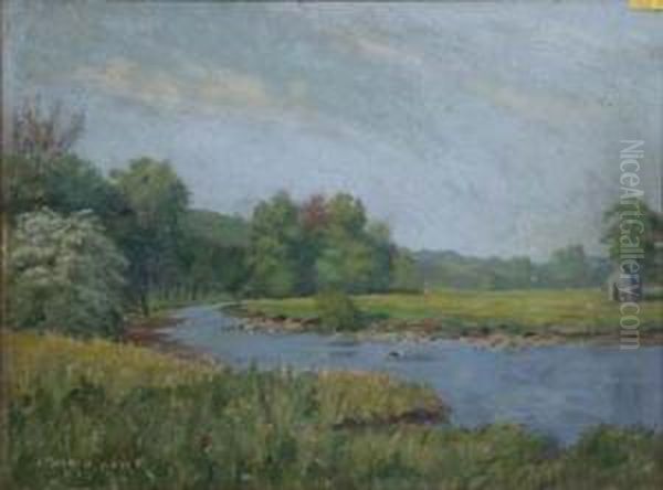 On The Wye At Rowsley, Derbyshire -oil Oil Painting by William Maxwell Reekie