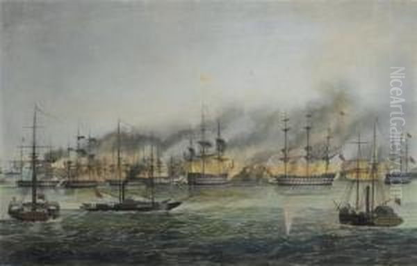 Bombardment Of St. Jean D'acre Oil Painting by Richard Gilson Reeve