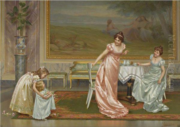 The Tea Party Oil Painting by Vittorio Reggianini