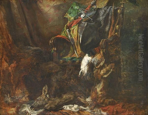 Nature Morte Au Fauteuil Avec Draperie Oil Painting by Henri Alexandre Georges Regnault