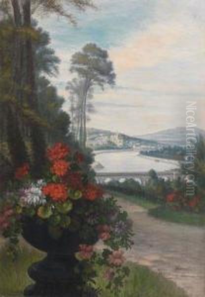 Vue Du Parc De St Cloud Oil Painting by Ludovic Regnier