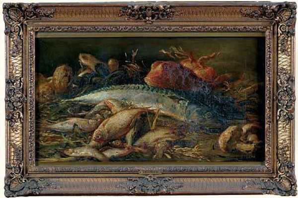 nature Morte Aux Poissons Oil Painting by Ludovic Regnier