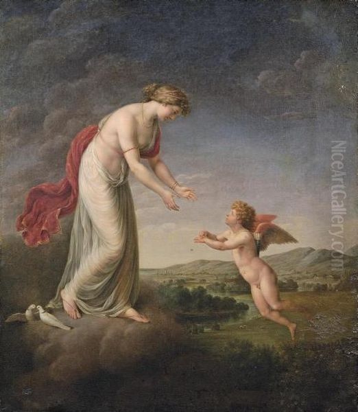 Venus Consoling Cupid Stung By A Bee Oil Painting by Friedrich Rehberg