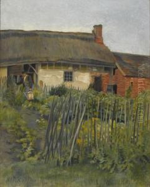 Gartenpartie Vor Einem Bauernhaus. Oil Painting by Alfred Rehfous