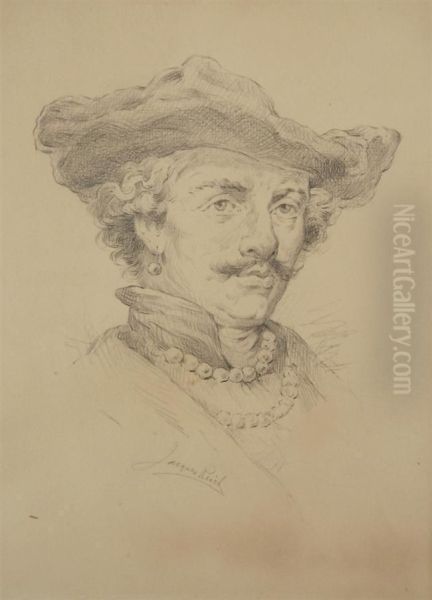 Head Of Rembrandt Oil Painting by Jacques Reich