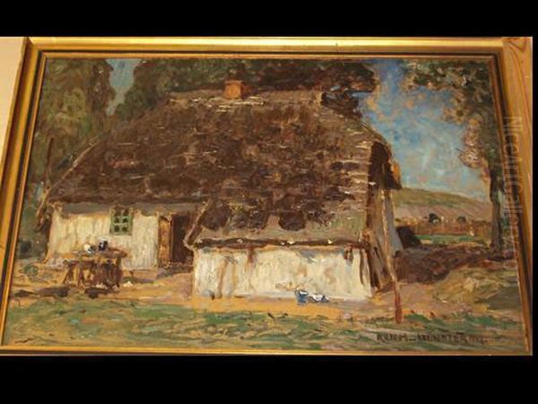 A Farmhouse Oil Painting by Eugen Reich-Munsterberg