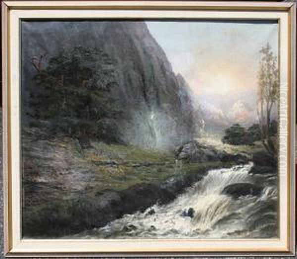 Russian River Rapids In The Valley At Sunrise Oil Painting by Alexander, Prof. Reich-Staffelstein