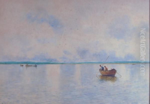 Fishermen In An Estuary Oil Painting by Archibald David Reid