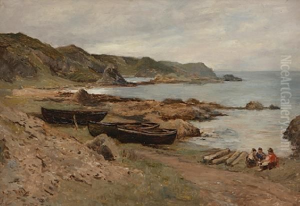 An Aberdeenshire Cove Oil Painting by Archibald David Reid