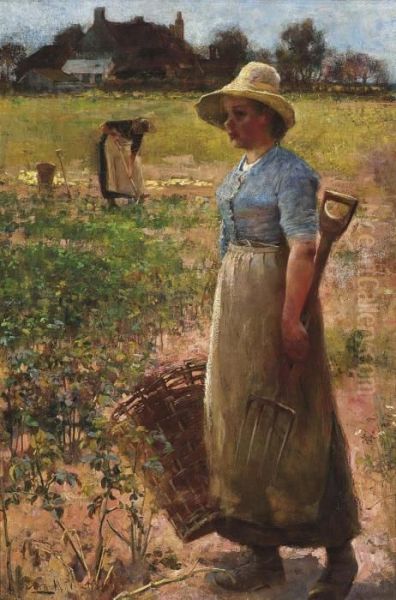 Potato Gatherers Oil Painting by Flora MacDonald Reid