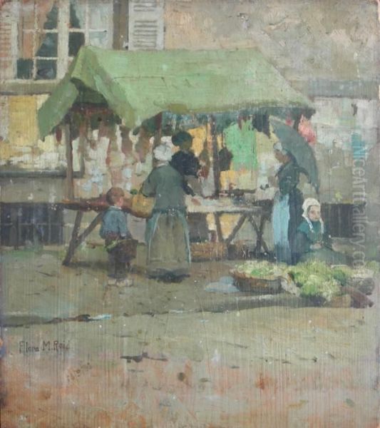 The Meat Market Quimperle Oil Painting by Flora MacDonald Reid