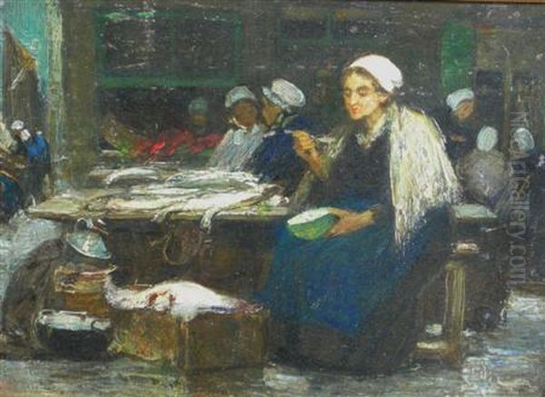 The Fish Market Oil Painting by Flora MacDonald Reid