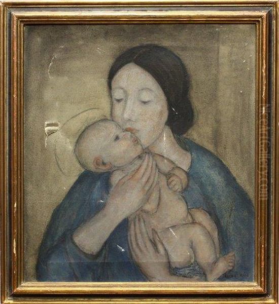 Modonna And Child Oil Painting by Flora MacDonald Reid