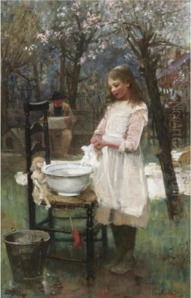 Washing Day Oil Painting by Flora MacDonald Reid