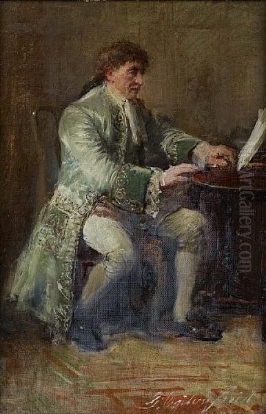 Gentleman At A Desk Oil Painting by George Ogilvy Reid