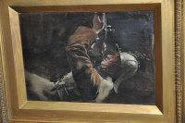 Roundhead Firing Musket Oil Painting by George, Sir Reid