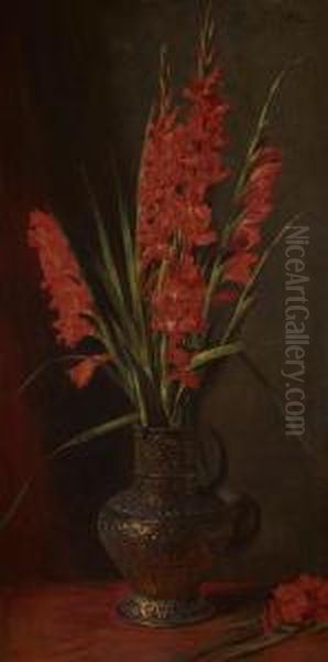 A Still Life Of Gladioli Oil Painting by George, Sir Reid