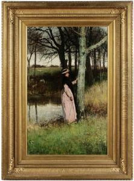 The Village Maiden - The Village Maiden Came To Read Her Own Dear Name Oil Painting by John Robertson Reid