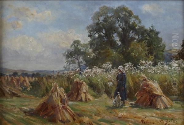 Harvest Time Glen Findlas Oil Painting by Robert Payton Reid