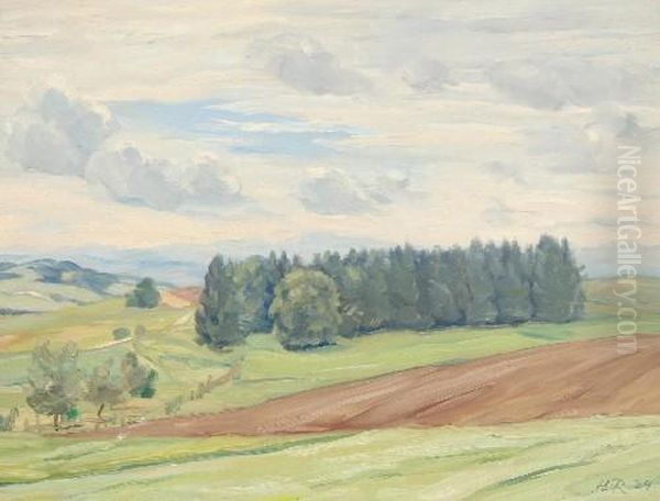 Sommerlichelandschaft Bei Dollendorf Oil Painting by Heinrich Reifferscheid