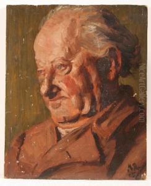 Portrait Einesalten Mannes, Dreiviertelprofil Oil Painting by Heinrich Reifferscheid