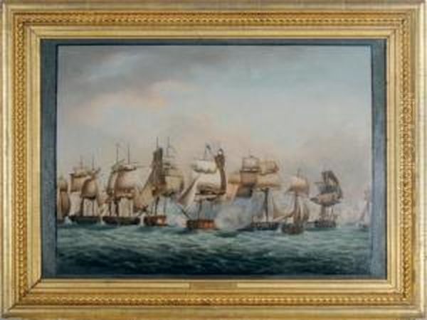 The Battle On Lake Erie Oil Painting by Hugh Reinagle