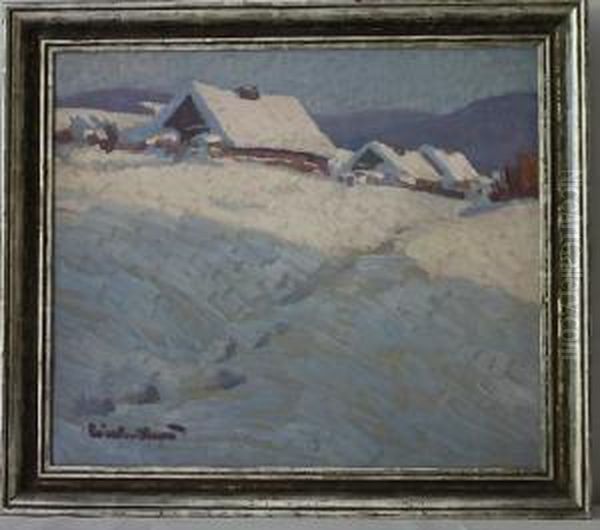 Verschneiter Harzort Oil Painting by Karl Reinecke-Altenau