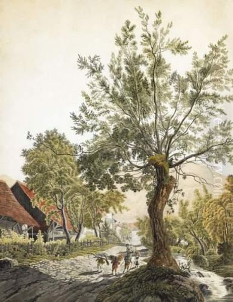 Baselland, Paysage Anime Oil Painting by Friedrich Chr. Reinermann