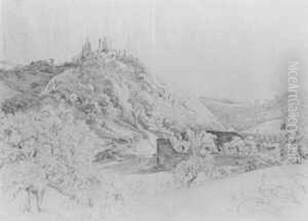 Burg Hohenstein Im Taunus. Oil Painting by Friedrich Chr. Reinermann